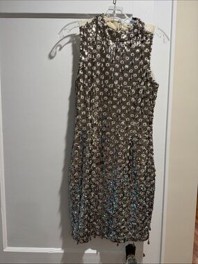 French Connection Silver Sequin Sleeveless Shift Dress